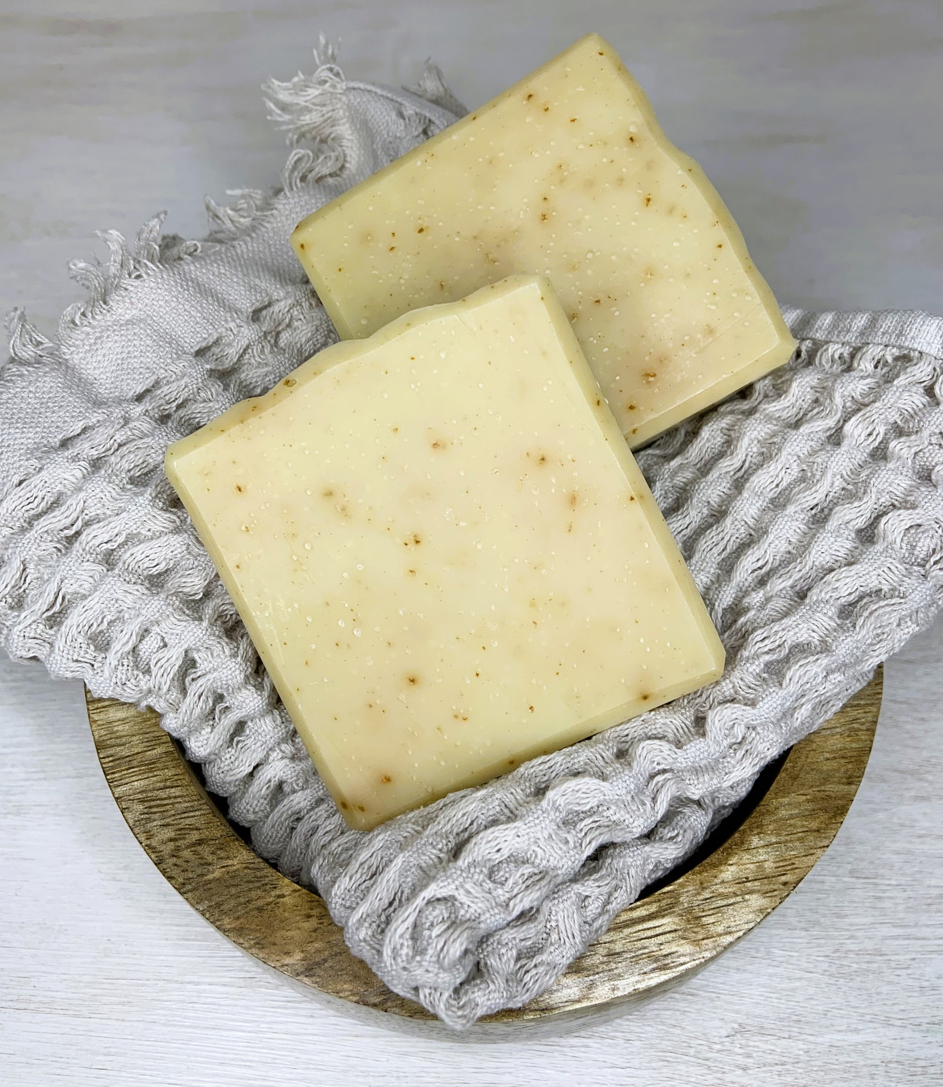 Embrace the cozy spirit of the season with this all-natural soap, crafted to gently exfoliate with finely ground orange peel.