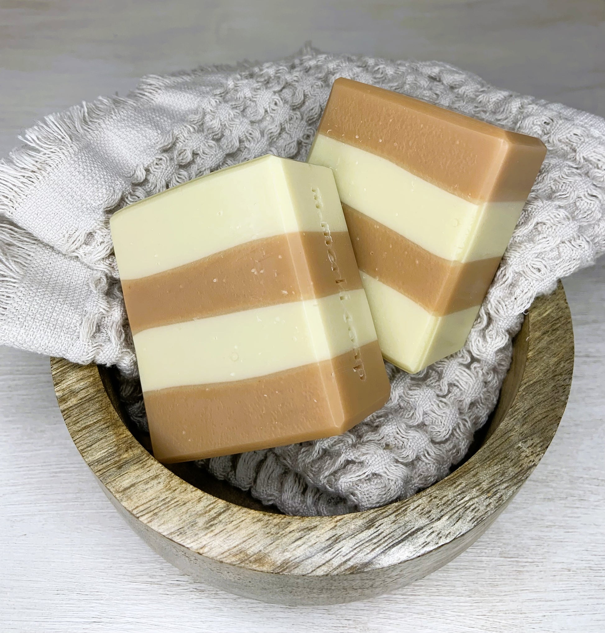 Stripe Mania natural soap | white & pink kaolin clay