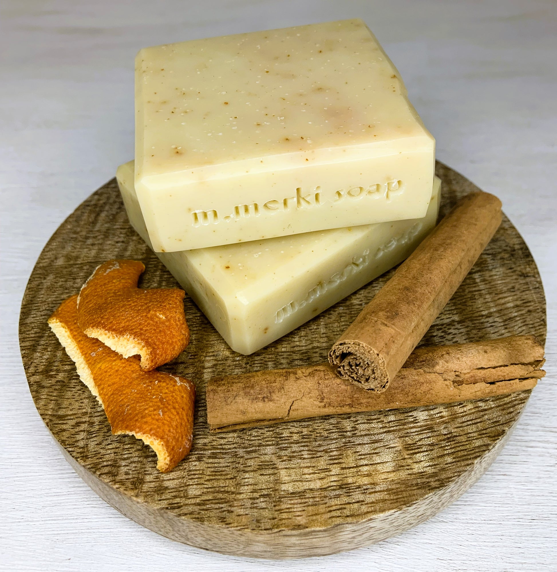 Embrace the cozy spirit of the season with this all-natural soap, crafted to gently exfoliate with finely ground orange peel.