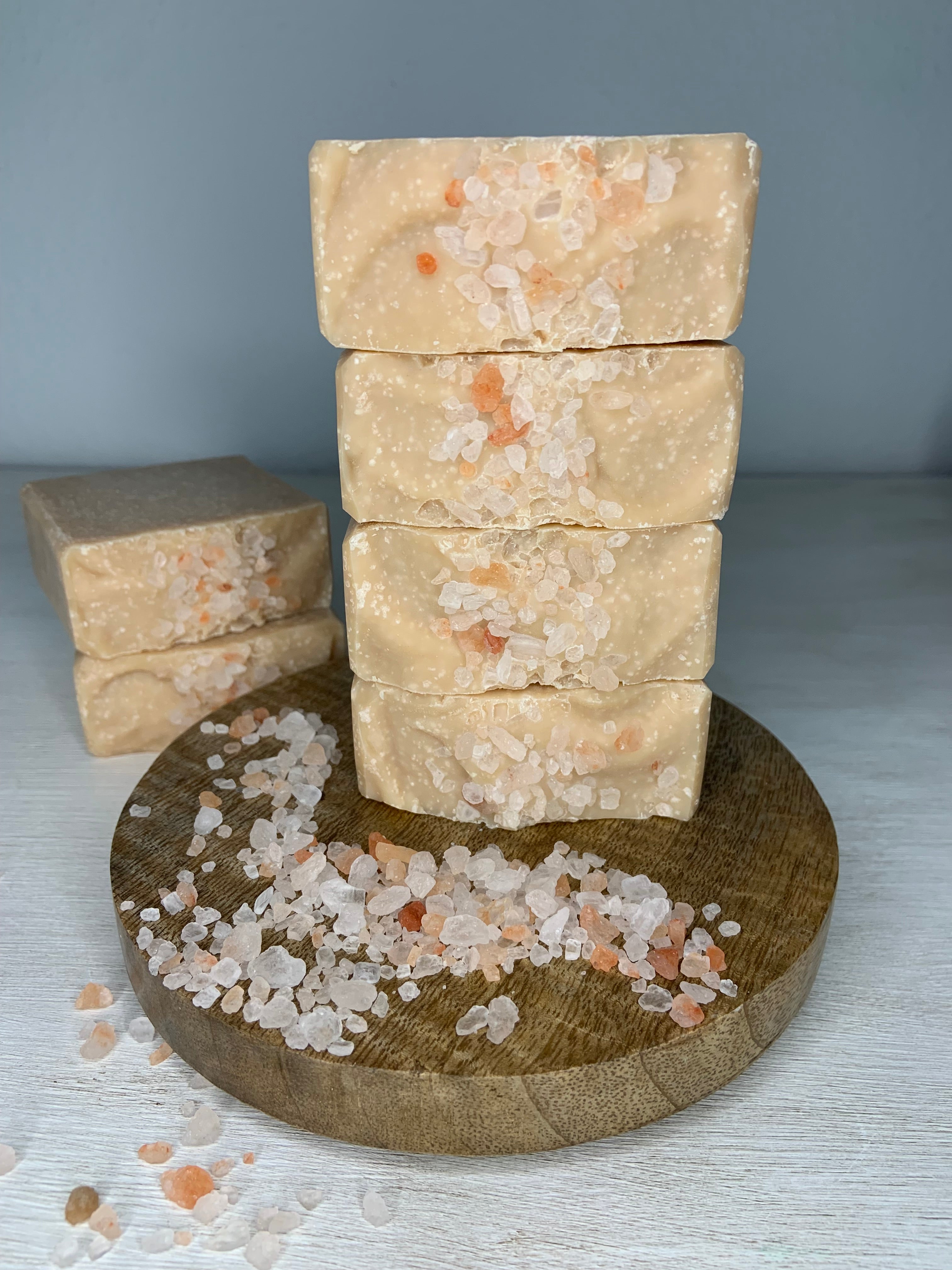 Handmade natural soap with pink Himalaya salt